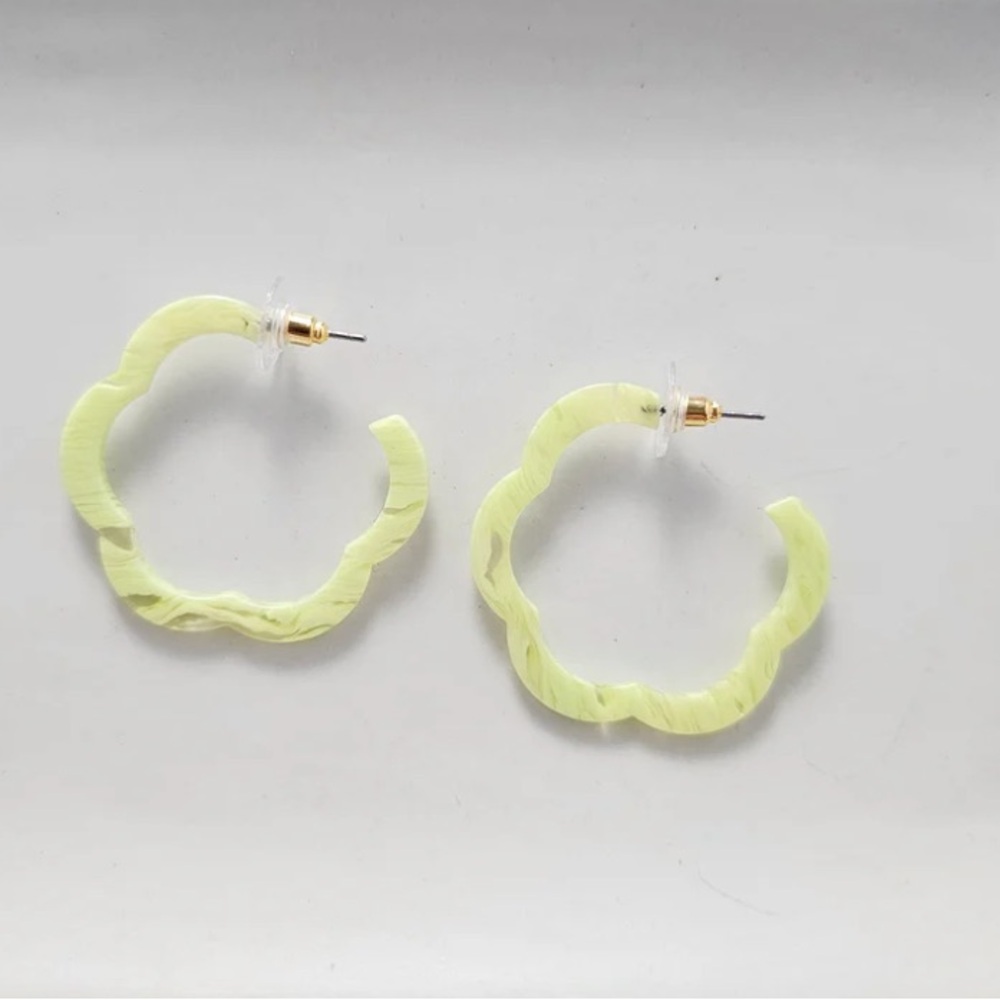 Posey Elegant Lime Green Hoop Earrings